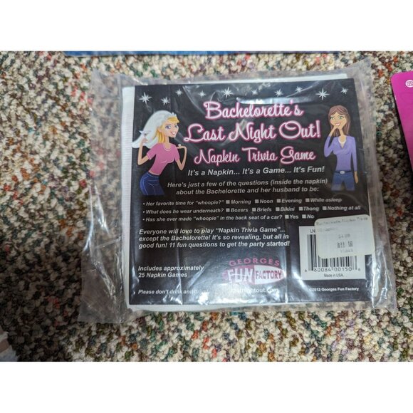 Bachlorette Party pack 4 items $ 40 MSRP Plates, trivia napkins , fun pack and g - Picture 3 of 3